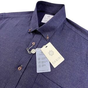 Danini Dress Shirt Mens Medium Blue Peabody Classic Fit Long Sleeve $125 NEW